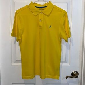Nautica yellow short sleeve cotton polo for boys size large (14/16)